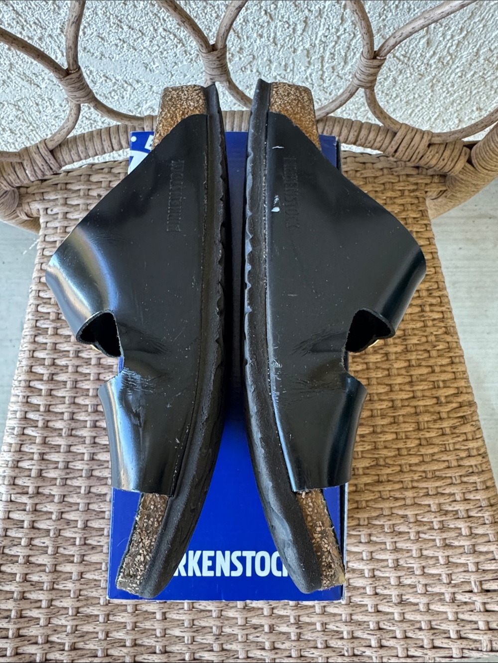 Birkenstock Arizona Big Buckle Sandals in Black with Gold Buckles - Picture 6 of 10